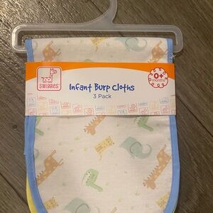 Swiggles Baby Burp Cloths 3 Pack - Blue, Yellow, Green
